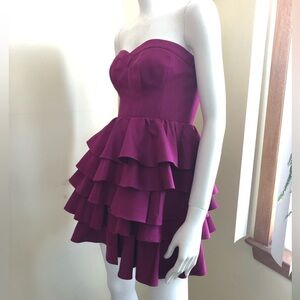 Rebecca Taylor Strapless Fit and Tiered Ruffled Dress In Pink Size 8